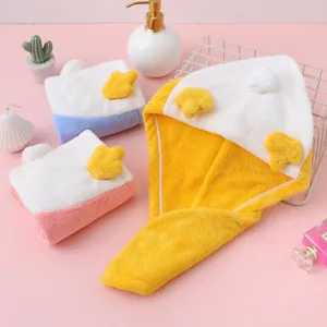 New Korean style 3D coral fleece dry hair cap, super absorbent soft cute cartoon towel