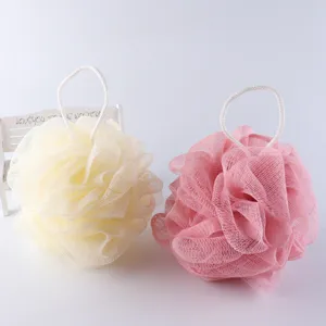 Wholesale colorful PE mesh bath sponge and shower loofah ball for daily body cleaning and care.