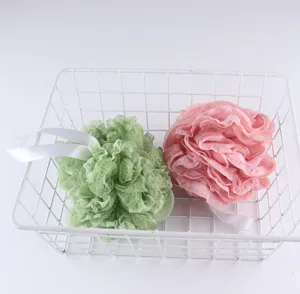 Lace ruffle bath sponge large mesh bath puff soft exfoliating shower ball for body washing