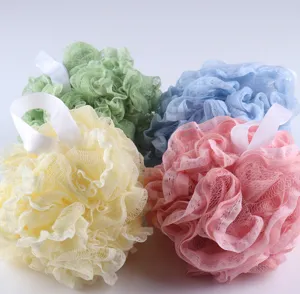 Soft lace mesh shower sponge bath ball body scrubber exfoliating puff for daily cleaning