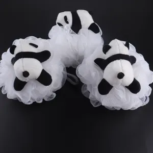 Set d'éponge de douche panda mignon, loofah en maille douce pour le corps et la douche.