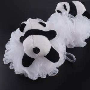 Jolie éponge de bain panda grande et souple pouf de douche pour le nettoyage du corps