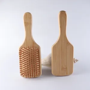 Spazzola per capelli in morbido bambù naturale per massaggio alla cute, uso quotidiano.