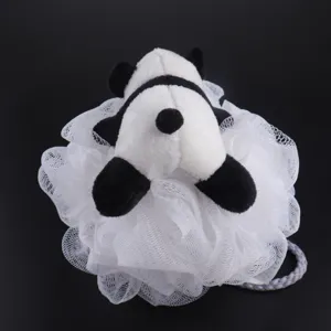 Éponge de bain panda mignon grand pouf de douche doux pour le nettoyage quotidien du corps.