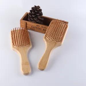 Spazzola in bambù naturale, set di spazzole a cuscino in legno per il massaggio del cuoio.