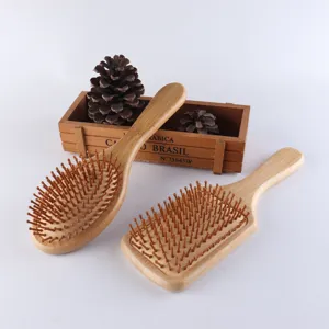 Spazzola per capelli in bambù massaggio cuoio capelluto spazzola piatta uso quotidiano liscianti