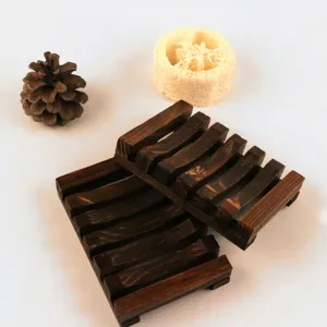 Wooden soap dish set with draining design, eco-friendly bathroom soap holder for home daily use.