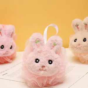 Carino coniglio cartone animato spugna bagno rete luffa morbido peluche doccia corpo immagine principale