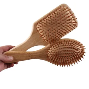 Spazzola per Capelli in Bambù Moso Naturale con Cuscino Massaggio Cuoio Capelluto Pettine in Legno Strumento per la Cura dei Capelli