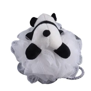Mignon éponge de bain panda grand doux pouf de douche nettoyage corps luffa épurateur