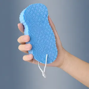 3D Bath Sponge Soft Body Exfoliating Scrub Sponge Blue Shower Sponge with Hanging String