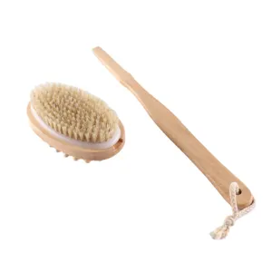 Wooden bristle double-sided bath brush and long-handled shower body massage brush set main