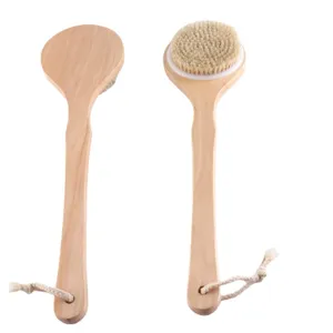 Long Handle Wooden Bath Body Brush Natural Bristles Back Scrubber Shower Spa Exfoliating Tool