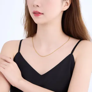 Minimalist gold color thin chain necklace for women elegant delicate clavicle jewelry daily wear