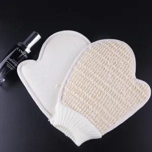 Baumwolle Leinen Badeschuh Peeling Handschuh doppelseitig Mesh Rippbündchen Duschwäscher