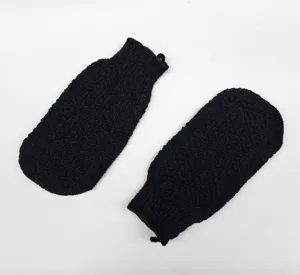 Gants de exfoliation double face noirs gants de bain pour le corps lot de deux pcs set