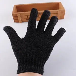 Schwarzer Fünffinger-Peeling-Badehandschuh für die Körperreinigung und wohltuende Massage.