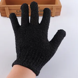 Peeling Duschhandschuh schwarzer Fünf-Finger Badeduschschrubber für Körperpeeling und Spa