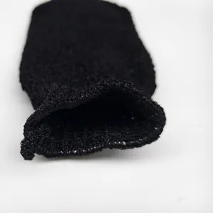 Gant de gommage noir en nylon, mitaine de bain exfoliante pour le nettoyage du corps vue principale.