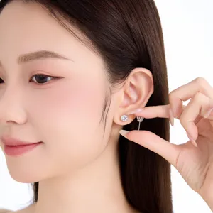 Minimalist Alloy Zirconia Crown Stud Earrings For Women Silver Plated Floral Design Fashion Jewelry Gift