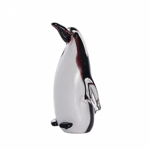 Glass penguin figurine crystal ornament home decor table sculpture 5.4 inch cute style
