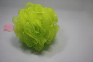 Fluorescent green mesh bath sponge for daily body washing and exfoliating foaming net 1pc