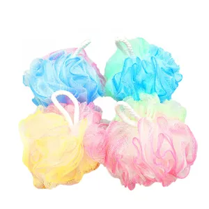 Esponja de baño tricolor colorida malla suave flor de ducha exfoliante corporal grande 4pcs