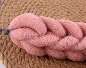 Pink mesh bath scrubber strap soft exfoliating back scrubber for shower daily body cleaning spa