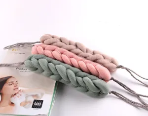 Long mesh bath sponge scrubber for body exfoliating, soft shower back strap in multiple colors.