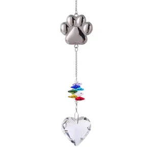 Attrape-soleil en cristal patte de chien carillon éolien pendentif pour jardin décoration.