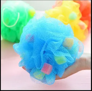 Colorful mesh bath sponge soft loofah ball for body scrubbing and daily shower cleaning