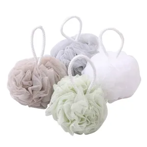 Grand éponge de douche douce lot de 4 fleur de bain filet avec corde pour le bain.
