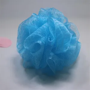 Blue bath sponge mesh shower puff exfoliating body scrubber foaming net bath ball tool