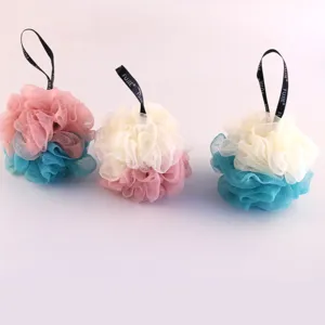 Éponge de douche bicolore en maille douce pour le nettoyage quotidien et exfoliation du corps