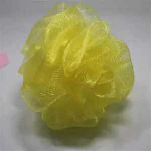 Yellow mesh shower puff body scrubbing bath sponge 20g loofah for daily cleaning and foaming