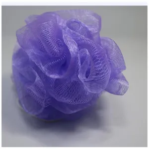 Purple bath sponge mesh loofah for daily body showering exfoliating cleaning and rich lather foam.