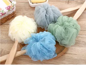 Éponge de bain à long manche pour le corps, brosse de douche en filet doux pour le dos.