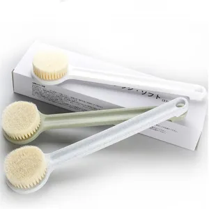 Long handle bath brush set with soft bristles for back scrubbing and body exfoliating shower.