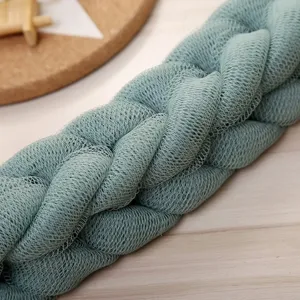 Large mesh bath back scrubber exfoliating shower sponge stretchable long body bath net strap