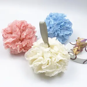 Set de esponja de bano de encaje suave gran bola de ducha de malla con cinta para bano