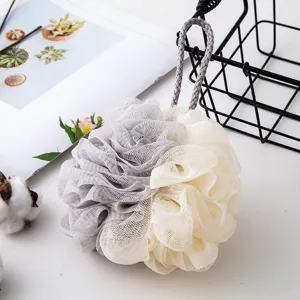 Éponge de bain en maille bicolore douche douce grand loofah gommage corps épurateur
