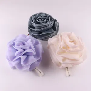 Set spugna da bagno a rete forma di rosa grande soffio doccia esfoliante corpo morbido pulizia