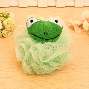 Jolie éponge de douche filet grenouille mignonne douce pour le nettoyage quotidien du corps
