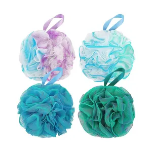Grande Éponge de Bain Douce Pouf de Douche en Maille PE Dégradé Gommage Gousse de Bain pour Nettoyage Corporel Quotidien