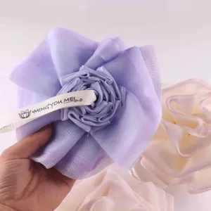 Grande spugna da bagno a forma di rosa rete morbida pouf doccia per pulire il corpo viola