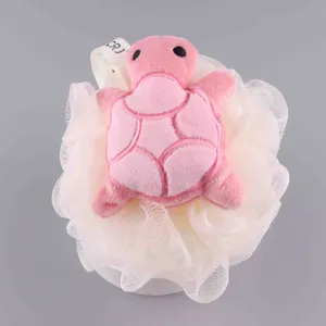 Niedlicher rosa Schildkröten Duschschwamm, weicher Plüsch Duschpouf für sanfte Körperreinigung.