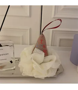 Eiscreme Duschschwamm gross weiss netz Duschpuff koerper peeling baum detailansicht