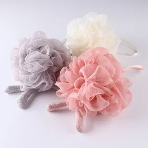Mignonne éponge de bain lapin fleur de douche, filet de douche doux pour le corps.