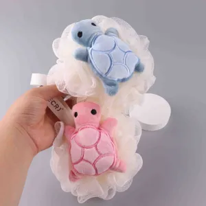Süßes Schildkröten Badeschwamm Set, ultraweicher Duschschwamm mit Plüschtier für Körper.