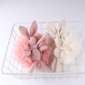 Mignon Lapin Filet Éponge de Bain Super Doux Grand Ballon de Bain Douche Mousse Fabricant Design Animal Laveur de Bain Pour Corps